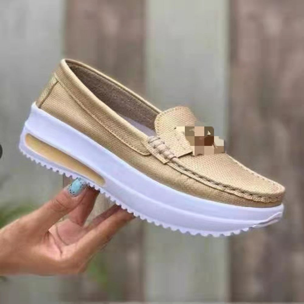 Damen Loafer Slip-On PU Lederoptik Metall-Detail