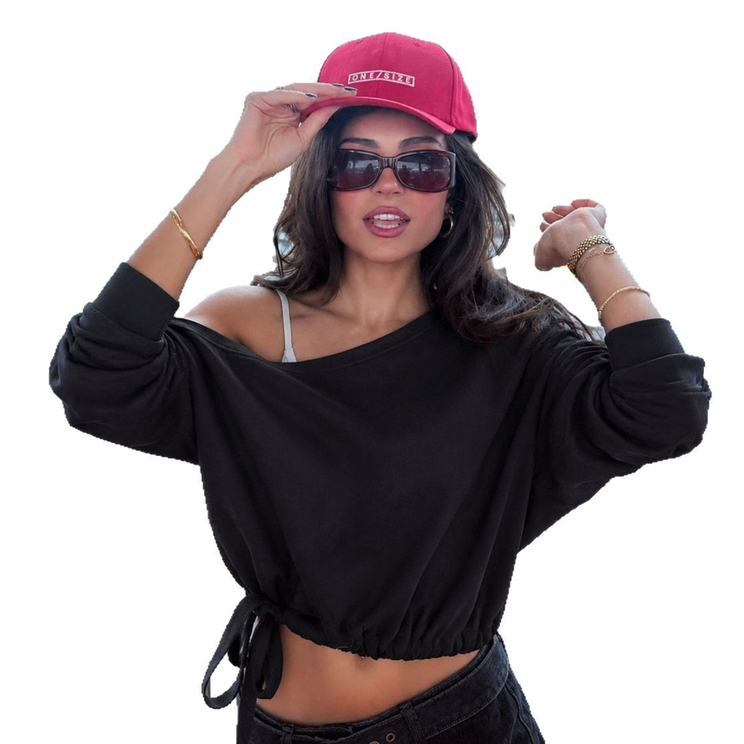 Damen schulterfreies Sweatshirt mit Knotengürtel und Oversize-Schnitt Shop Nory