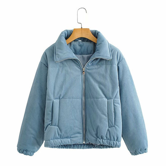 Damen Gepolsterte Cord-Steppjacke mit Stehkragen und elastischem Saum Shop Nory