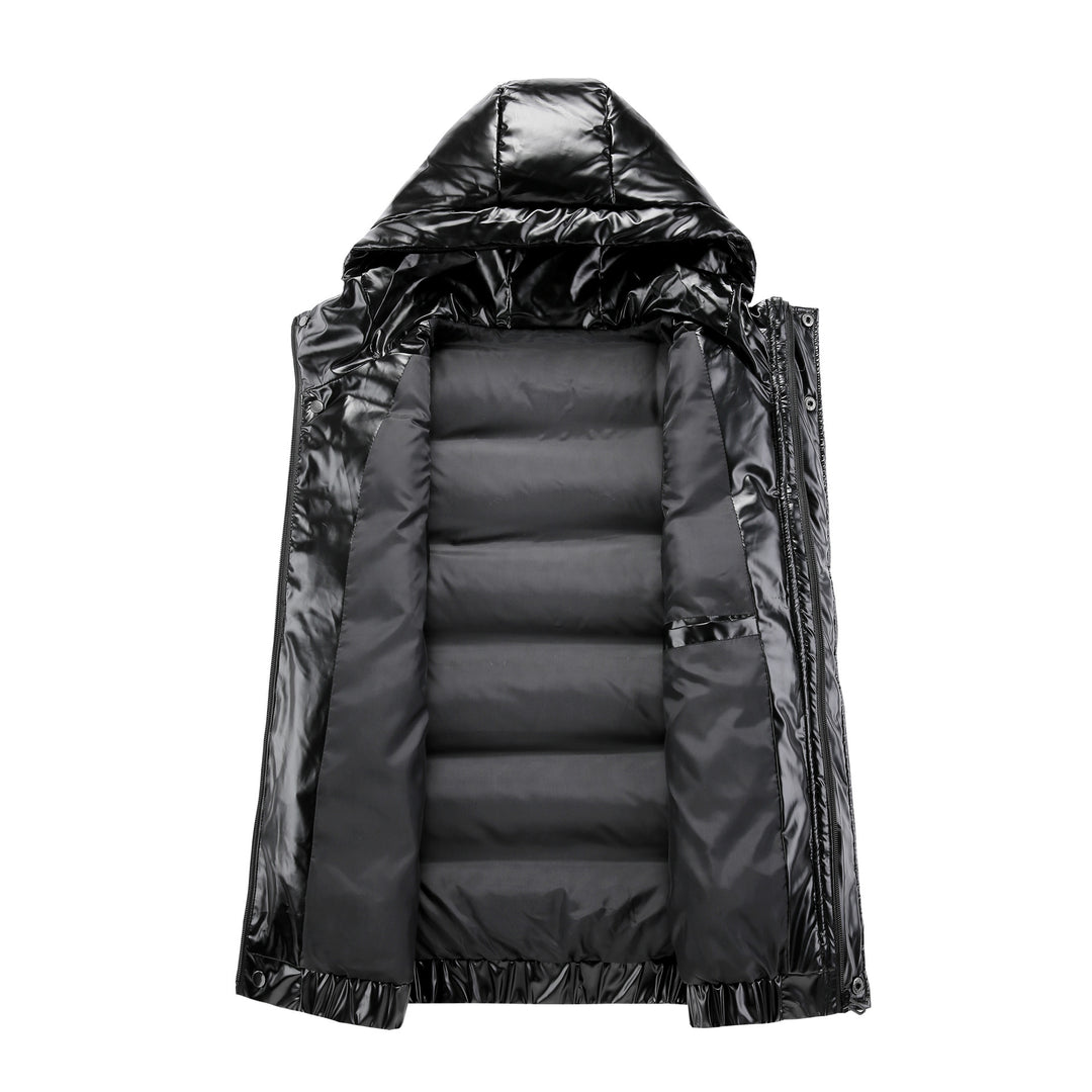 Damen Ärmelose hochglänzende Steppweste mit Kapuze und Thermoisolierung Shop Nory