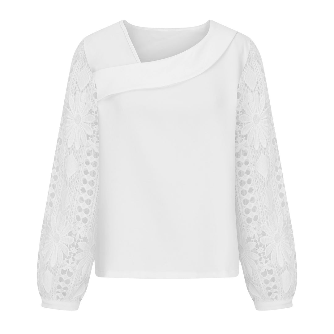 Damen Bluse mit quadratischem Ausschnitt und gehäkelten Spitzenärmeln Shop Nory