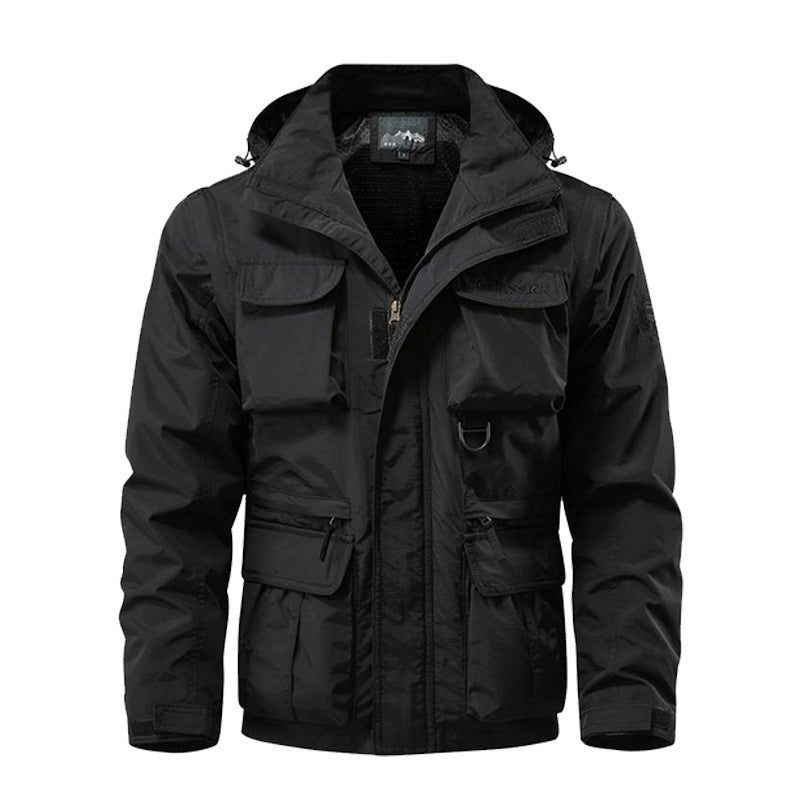 Herren Multifunktionale Fieldjacke mit Kapuze wasserabweisendem Shell und Organizer-Taschen Shop Nory