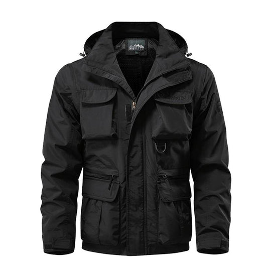 Herren Multifunktionale Fieldjacke mit Kapuze wasserabweisendem Shell und Organizer-Taschen Shop Nory