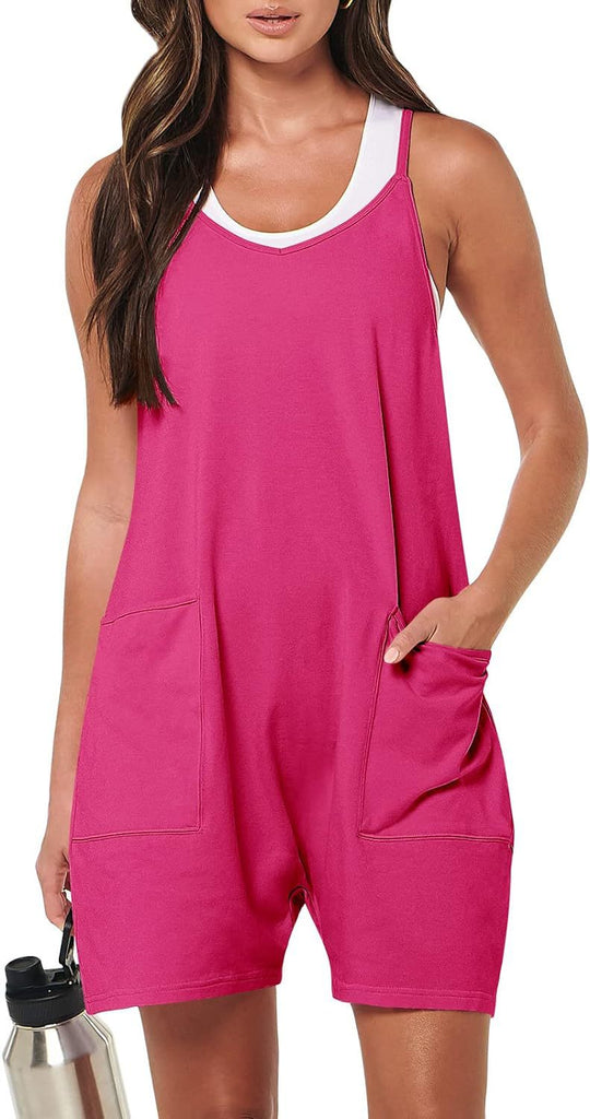 Damen sportlicher Jumpsuit mit praktischen Taschen und weitem Schnitt