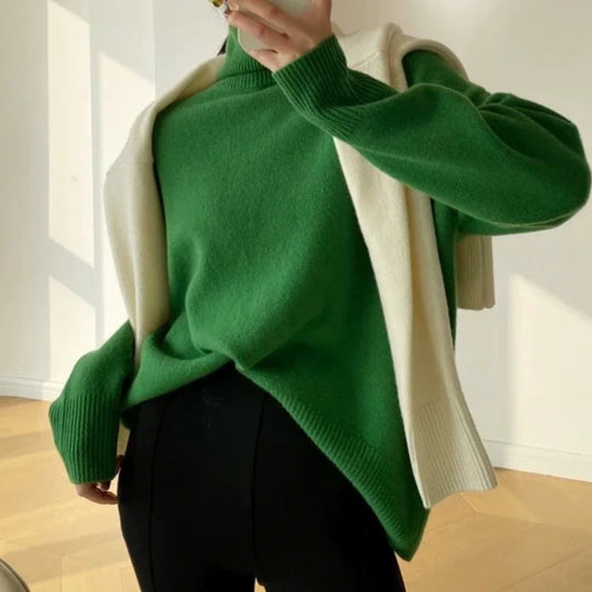 Damen Oversize Feinstrickpullover mit hohem Rollkragen und Seitenschlitzen Shop Nory