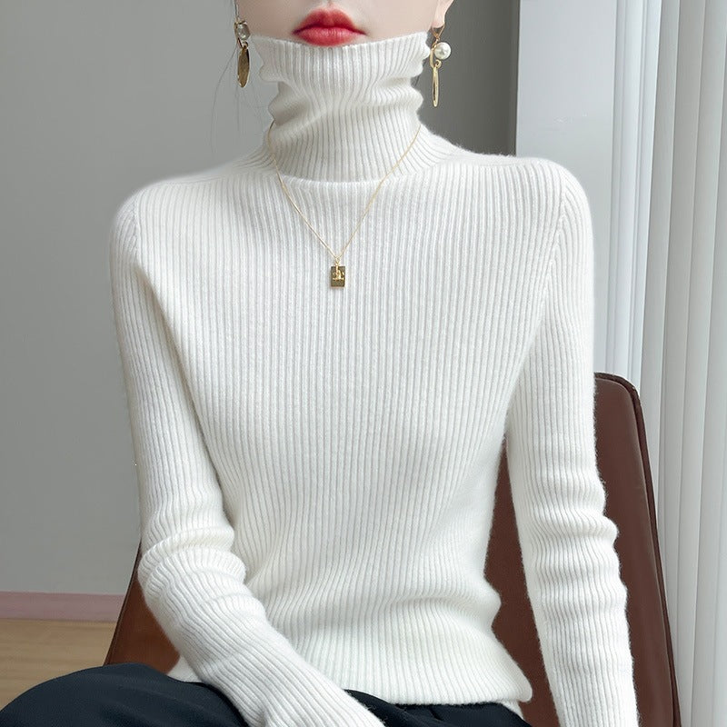 Damen Schlanker Rippenstrick-Rollkragenpullover mit gerafftem Hals und kaschmirähnlicher Haptik Shop Nory