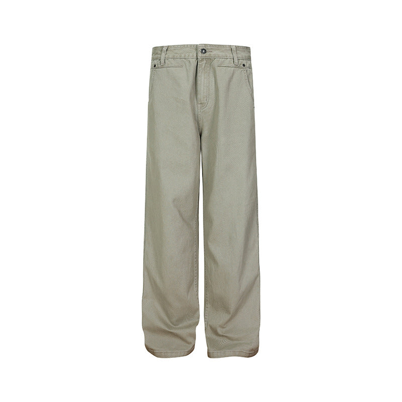 Herren Weite Canvas-Hose im Palazzoschnitt mit hoher Bundpassform und geradem Bein Shop Nory