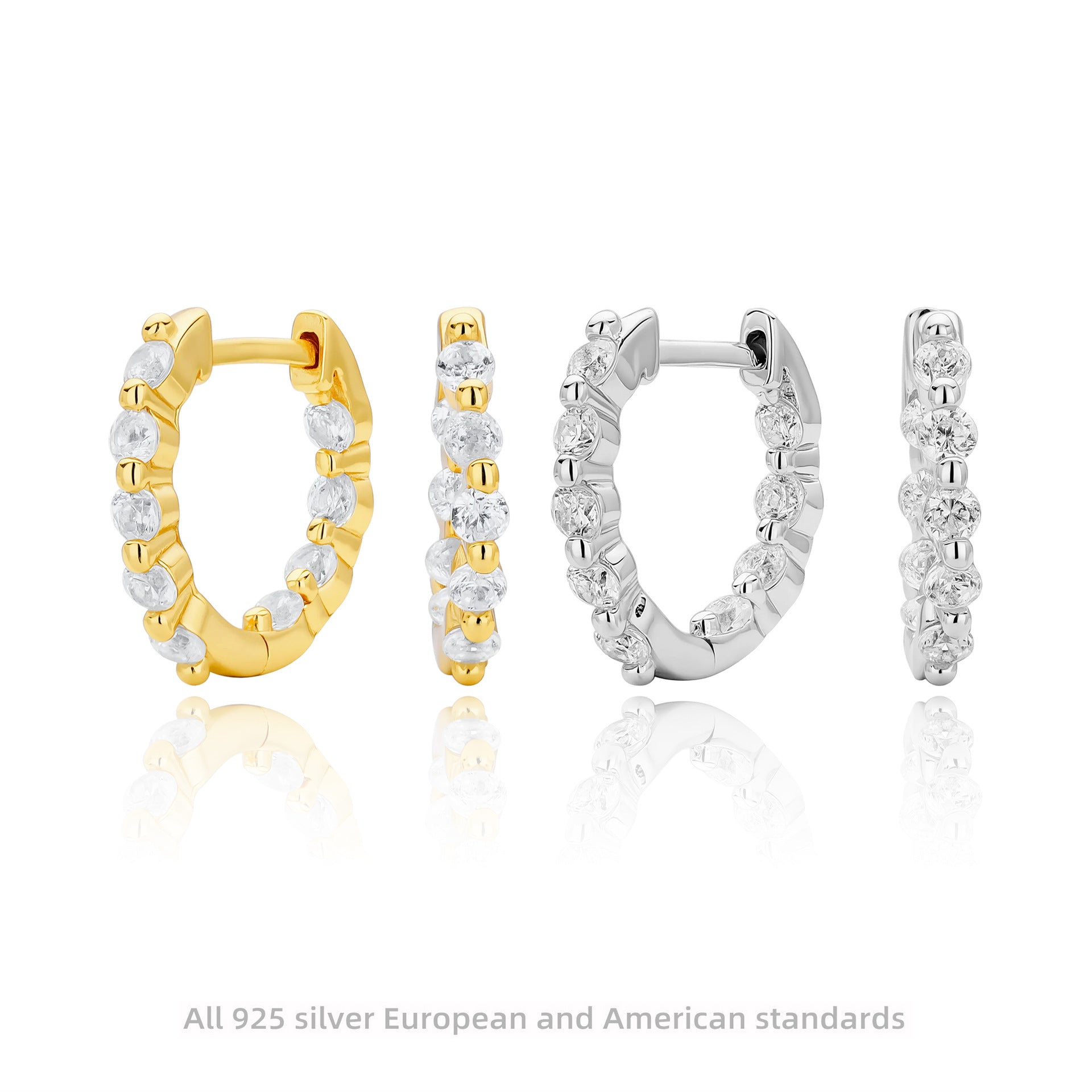 Damen Creolen mit strahlenden Zirkonsteinen aus hochwertigem 925 Sterling Silber Shop Nory