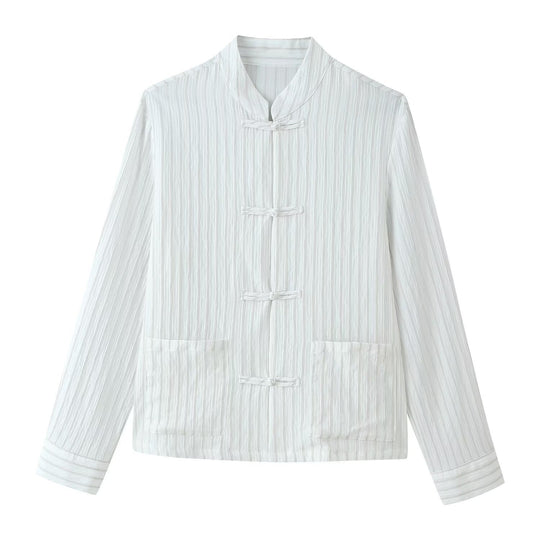 Damen Leichte Stehkragenjacke mit traditionellen Knotenverschlüssen Shop Nory