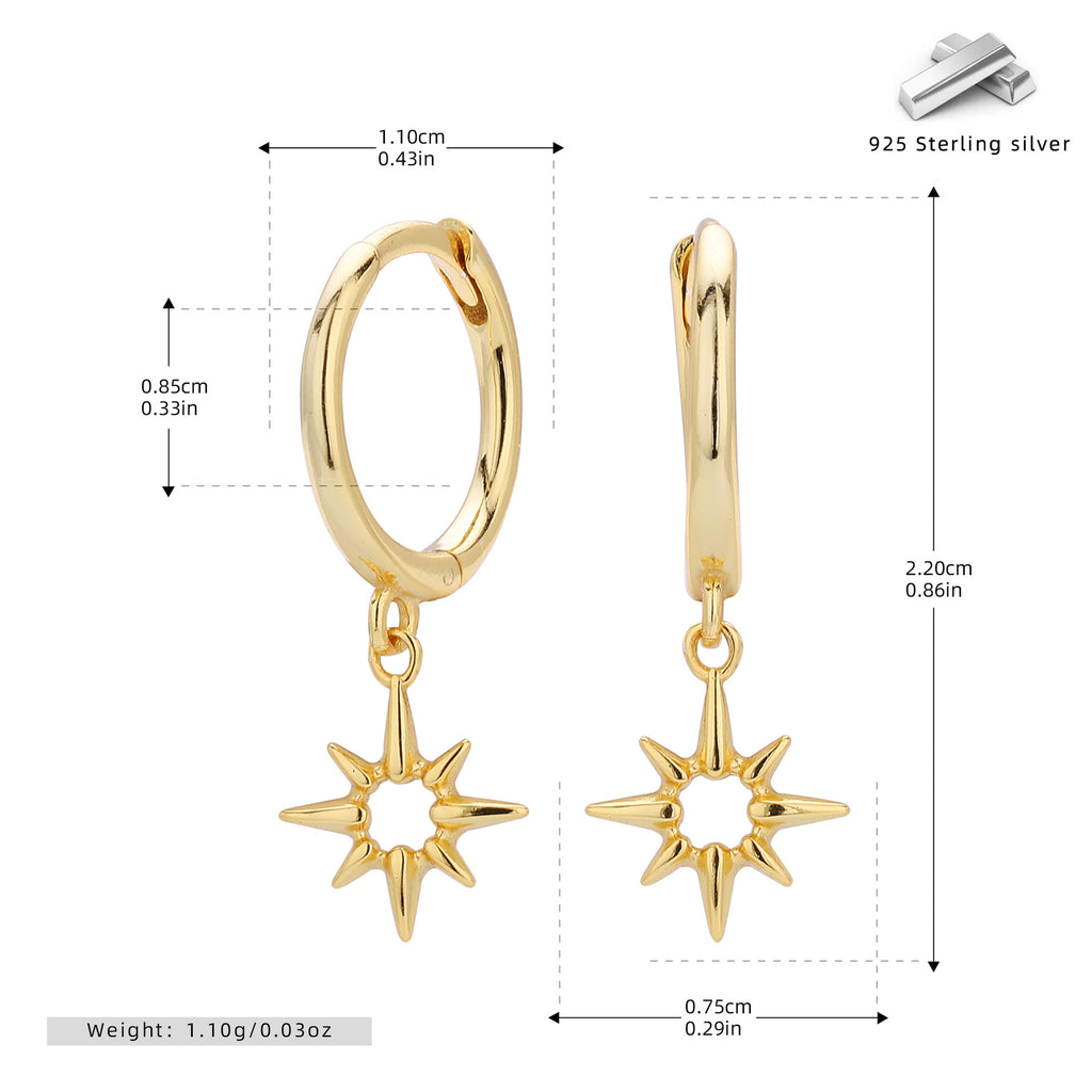 Damen Ohrhänger mit funkelndem Sternenmotiv aus hochwertigem 925 Sterling Silber Shop Nory