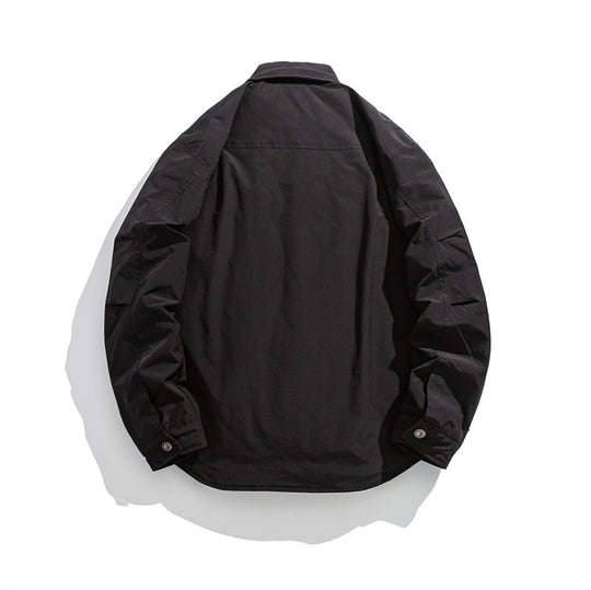 Herren Leicht wattierte Overshirt-Jacke mit Hemdkragen und Druckknopfblende Shop Nory