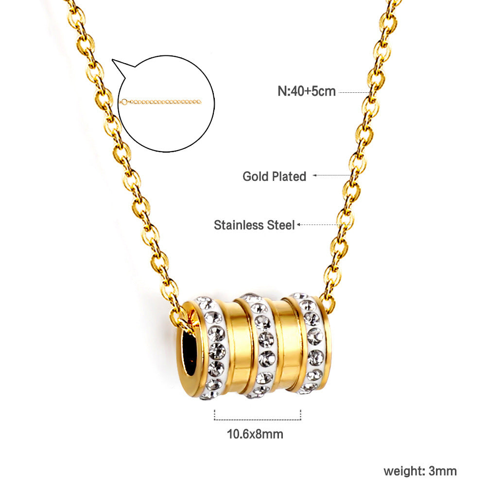 Damen Halskette mit funkelndem Anhänger aus Edelstahl und goldplattiertem Design Shop Nory