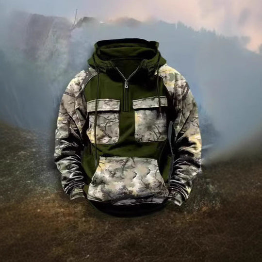 Herren Camouflage Funktionskapuzenpullover