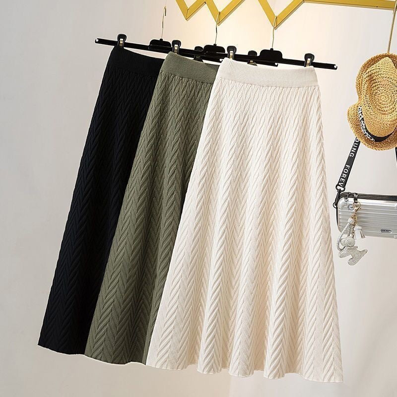 Damen Eleganter Maxirock mit Chevron-Muster Shop Nory