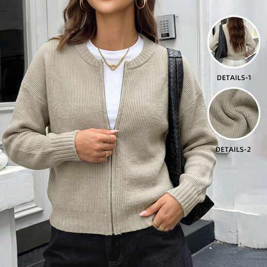 Damen Lässige Strickjacke mit chemischem Reißverschluss Shop Nory