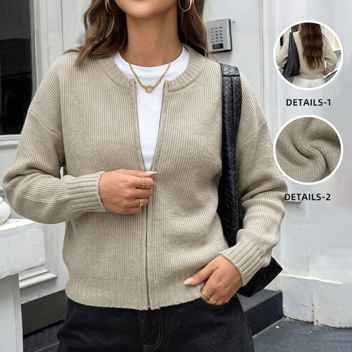 Damen Lässige Strickjacke mit chemischem Reißverschluss Shop Nory