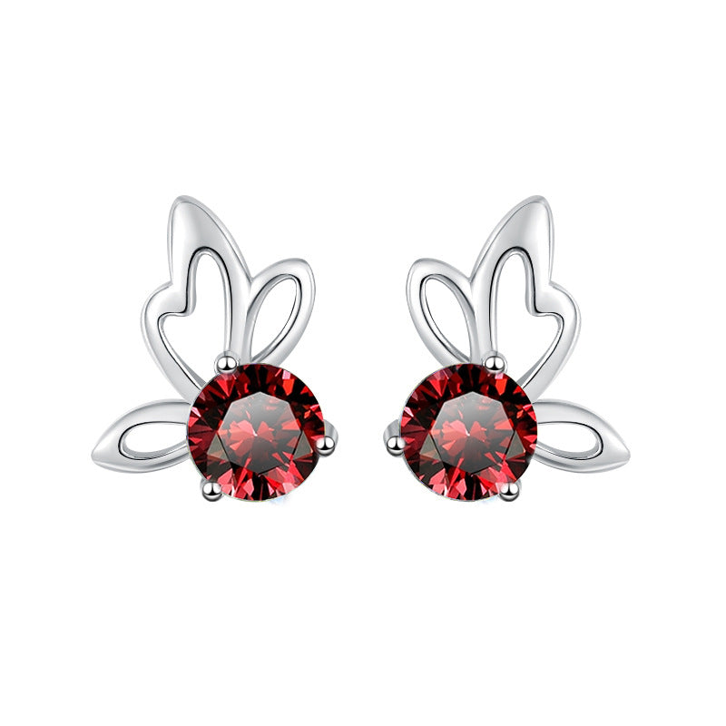 Damen Ohrstecker mit floralem Design und funkelndem Kristall Shop Nory