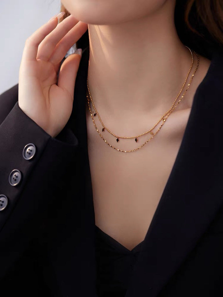 Damen gestapeltes Ketten Halsband mit geometrischen Anhängern Shop Nory