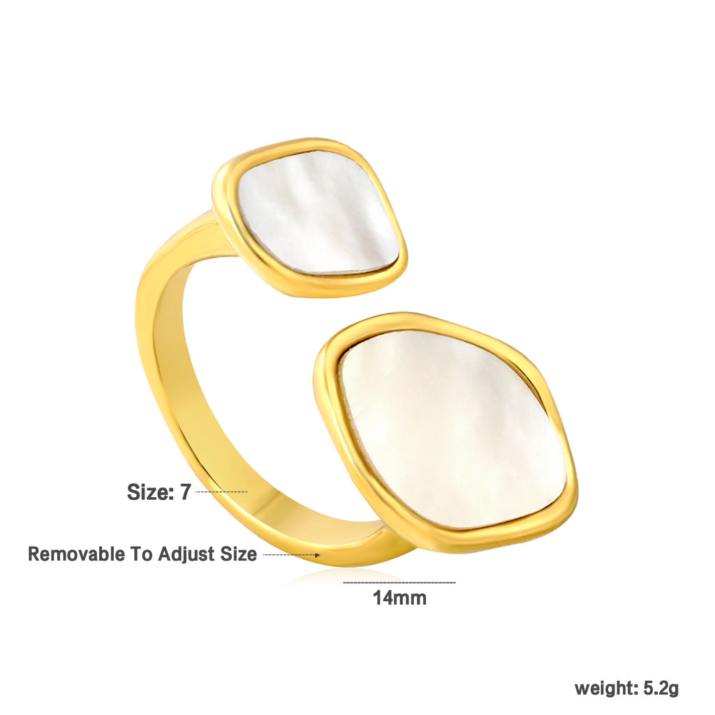 Damen Ring mit modernem, anpassbarem Design und klassischen Muschelinlays Shop Nory