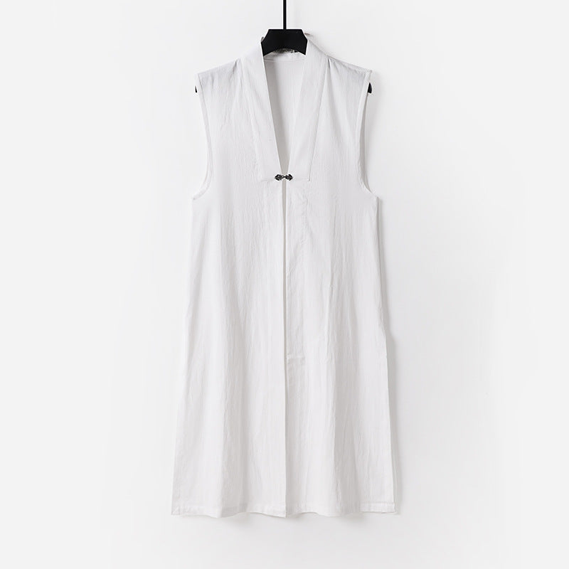 Damen Ärmellose lange Weste mit Stehkragen und dekorativem Knebelverschluss Shop Nory