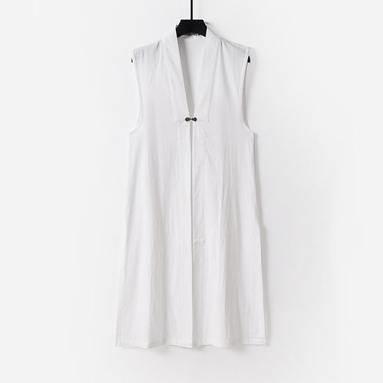 Damen Ärmellose lange Weste mit Stehkragen und dekorativem Knebelverschluss Shop Nory