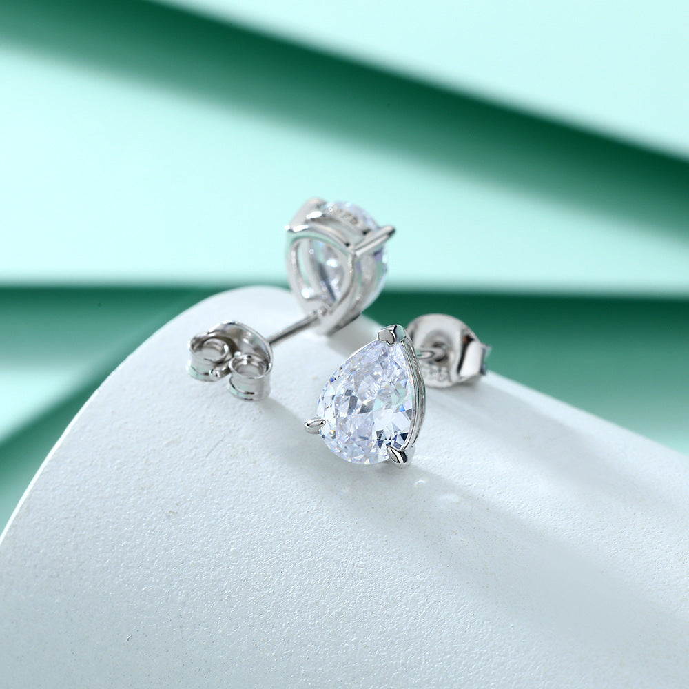 Damen Ohrstecker mit tropfenförmigem Edelstein und hochwertigem Zirkonia-Besatz Shop Nory