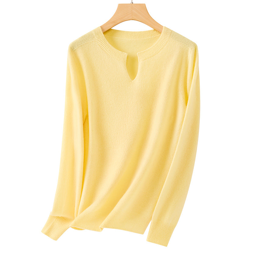 Damen Feiner Feinstrick-Pullover mit Schlüsselloch-Ausschnitt und gerippten Abschlüssen Shop Nory