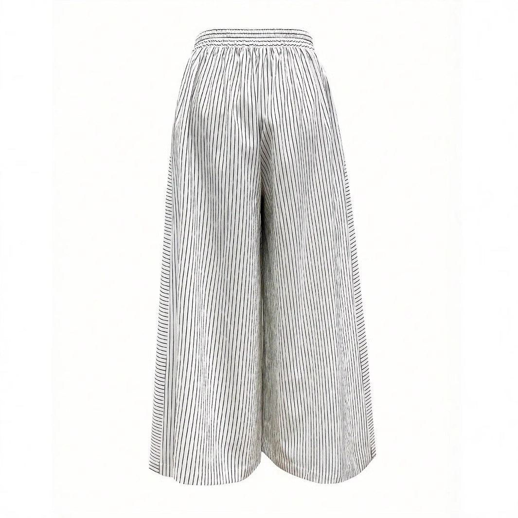 Damen Hochtaillierte Palazzo-Hose mit weitem Bein & Streifen-Detail Shop Nory