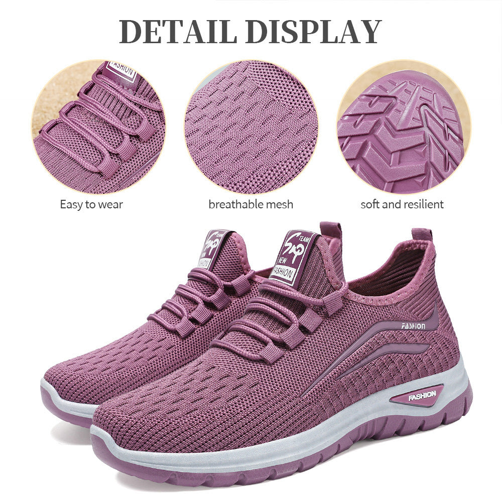 Damen Funktionale Freizeit-Sneaker mit elastischem Schnürsystem und atmungsaktiver Obermaterialstruktur Shopnory