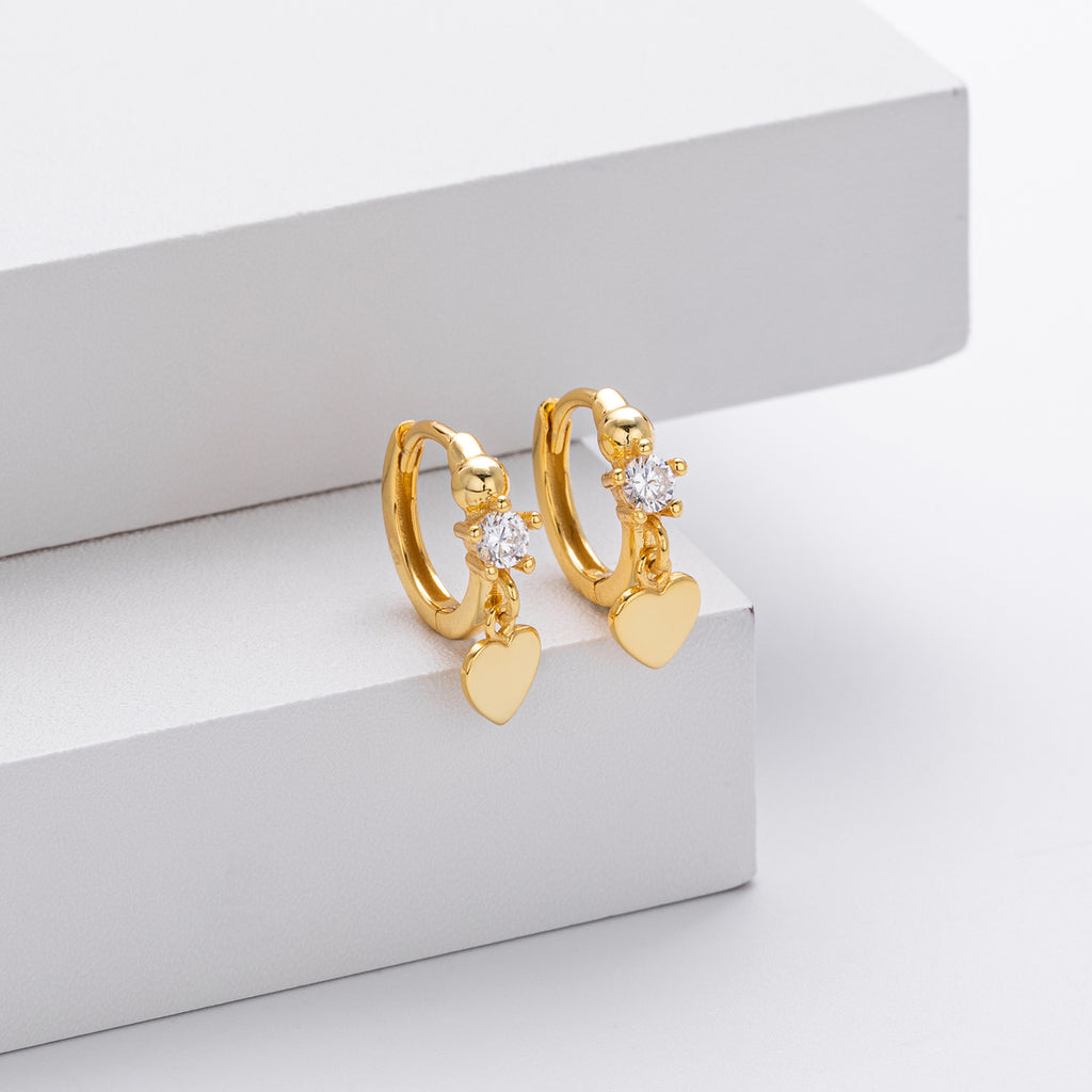 Damen Ohrhänger aus 925 Sterling Silber mit funkelndem Zirkon und herzförmigem Anhänger Shop Nory