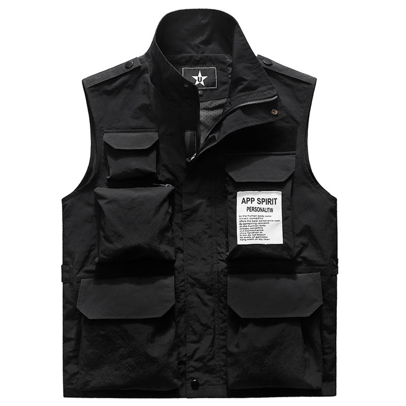 Herren Multifunktionale Utility‑Weste mit Mehrfach‑Taschen und Stehkragen Shop Nory