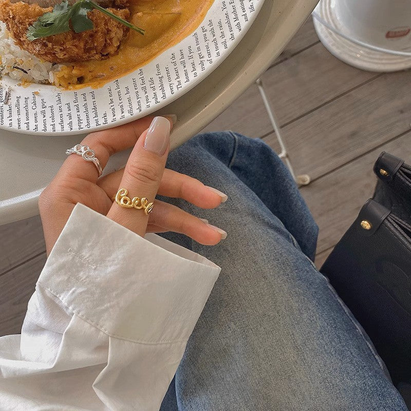 Damen Offener Ring mit kunstvollem Kettenmuster Shop Nory