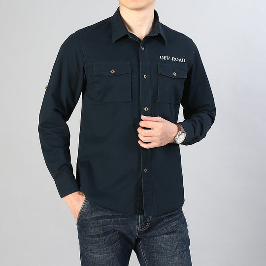 Herren Military-Hemd mit Brusttaschen, Ärmelrollfunktion und Off-Road-Print Shop Nory