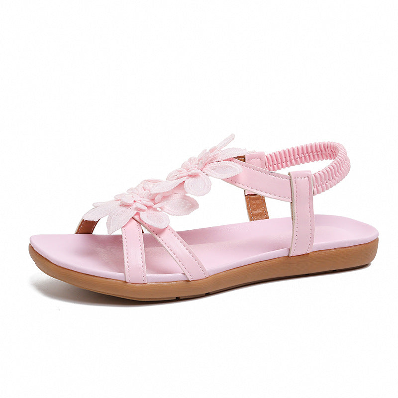 Damen Blumenverzierte Schlüpf-Sandalen Shopnory