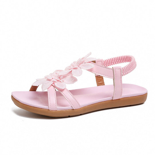 Damen Blumenverzierte Schlüpf-Sandalen Shopnory