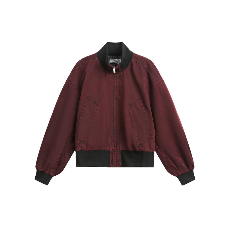 Unisex Kurz geschnittener Satin‑Bomber im Boxy‑Cut mit kontrastierendem Rippkragen und Ballonärmeln Shop Nory