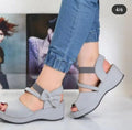 Damen Wedge-Sandalen mit dekorativem Schleifen-Detail und elastischem Riemen
