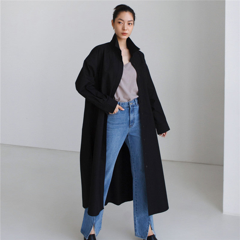 Damen Maxilanges Popeline-Hemdkleid mit kastiger Oversize-Silhouette und abgerundetem Saum Shop Nory