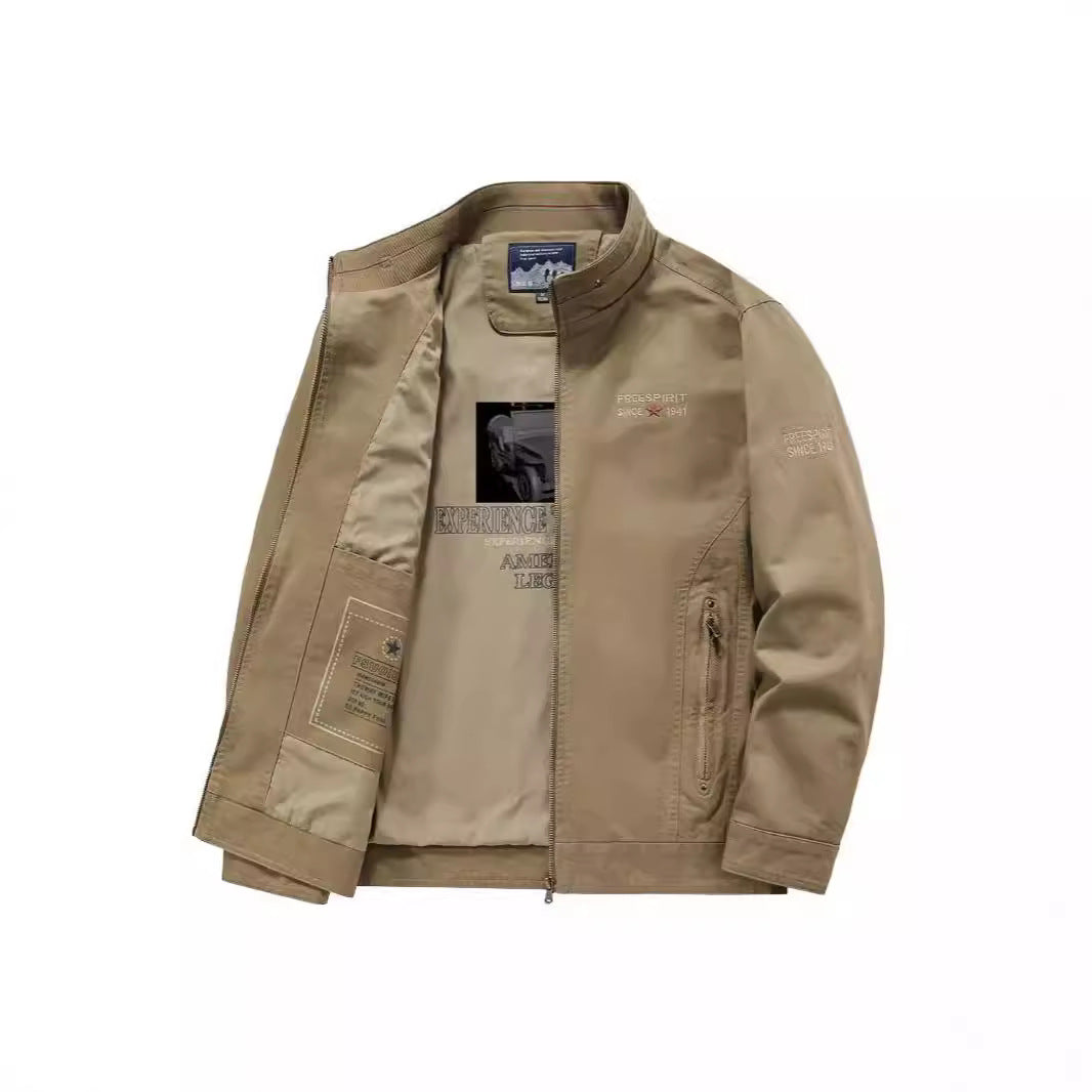 Herren Leichte Übergangsjacke mit Stehkragen, Frontreißverschluss und Innengrafik Shop Nory