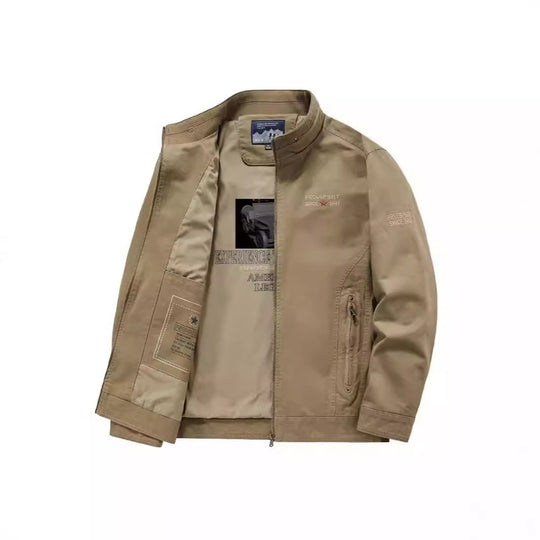 Herren Leichte Übergangsjacke mit Stehkragen, Frontreißverschluss und Innengrafik Shop Nory