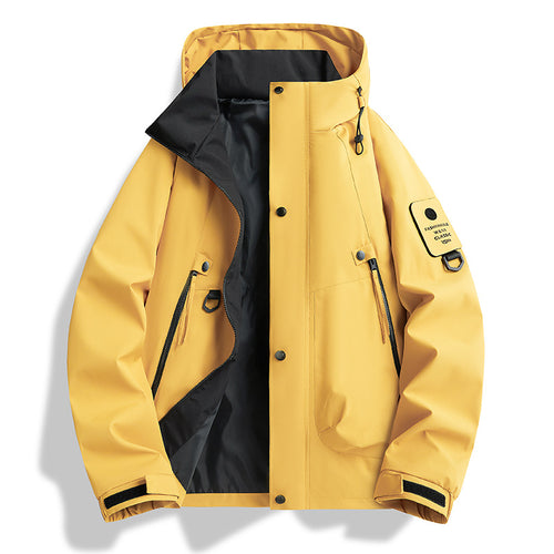 Herren Atmungsaktive Softshell‑Kapuzenjacke mit Utility‑Ärmeltasche und D‑Ring Shop Nory