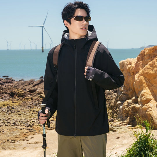 Herren Softshell-Outdoorjacke mit Kapuze, winddicht und wasserabweisend Shop Nory