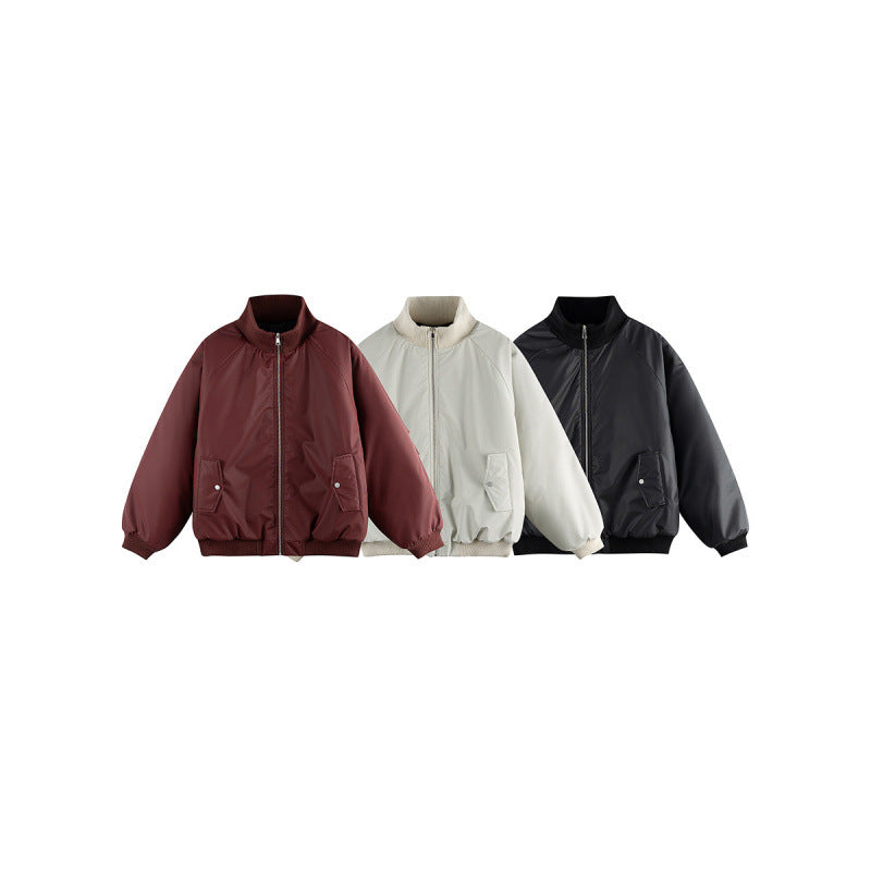 Unisex Boxy-Übergangs-Bomberjacke mit Stehkragen und Pattentaschen Shop Nory