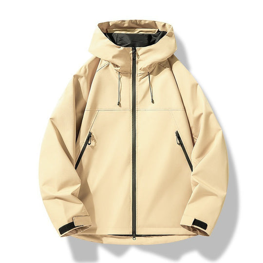 Herren Leichte zweifarbige Softshell-Hoodiejacke mit Kapuze, Reißverschlusstaschen und elastischem Saum Shop Nory