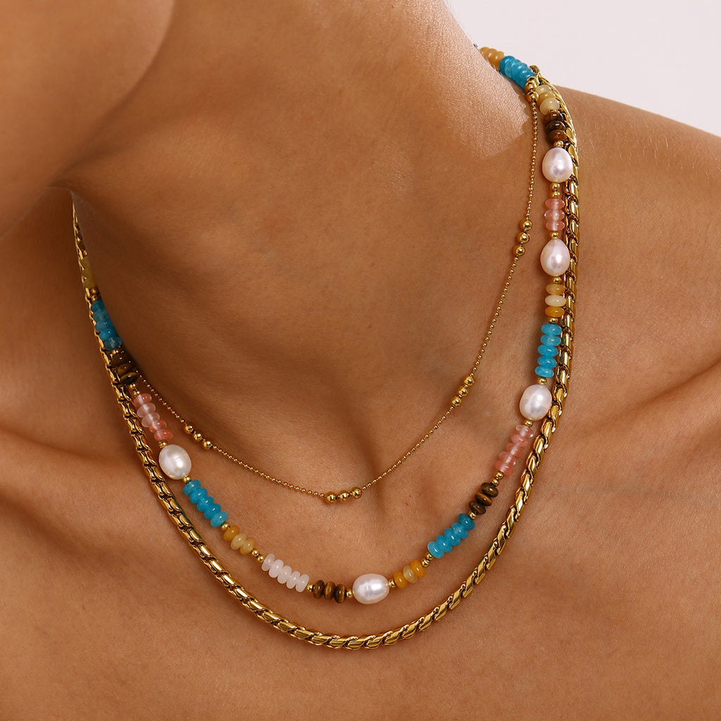 Damen Halskette mit eleganten Perlen- und Kugeldetails Shop Nory