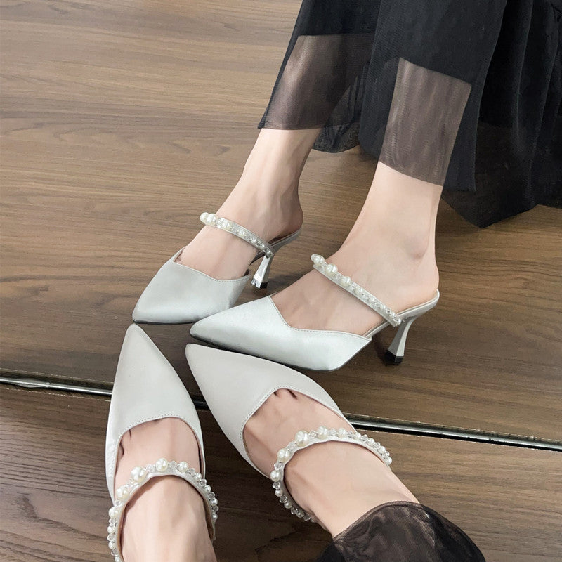 Damen Elegante Slingback-Pumps mit modischen Perlenakzenten