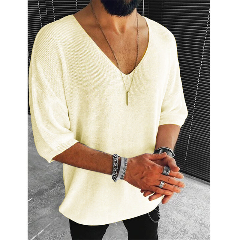 Herren Übergröße V-Ausschnitt Pullover