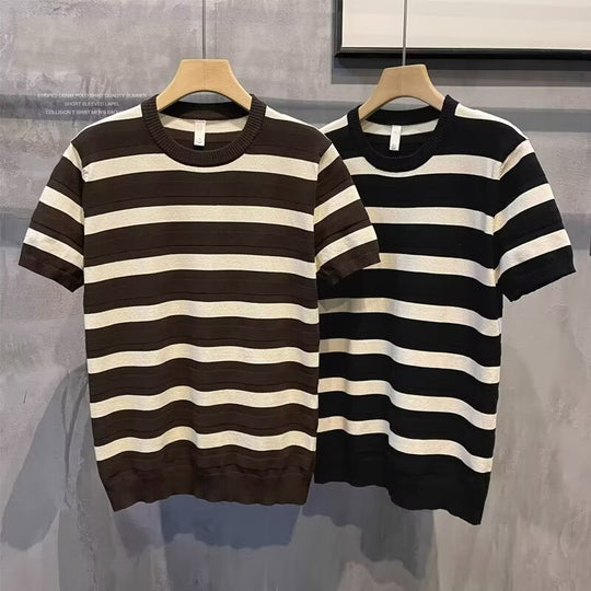 Herren Modisches Kurzarmstripet T-Shirt Shop Nory