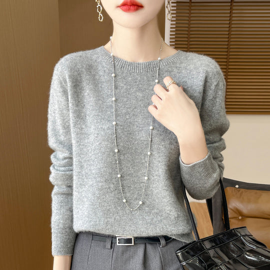 Damen Weicher Mohair‑Optik Rundhals‑Pullover mit feinem Rippsaum und leichter Oversize‑Passform Shop Nory