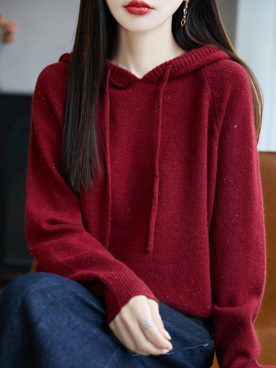 Damen Weicher Feinstrick-Kapuzenpullover mit Nep‑Garn und gerippten Bündchen Shop Nory